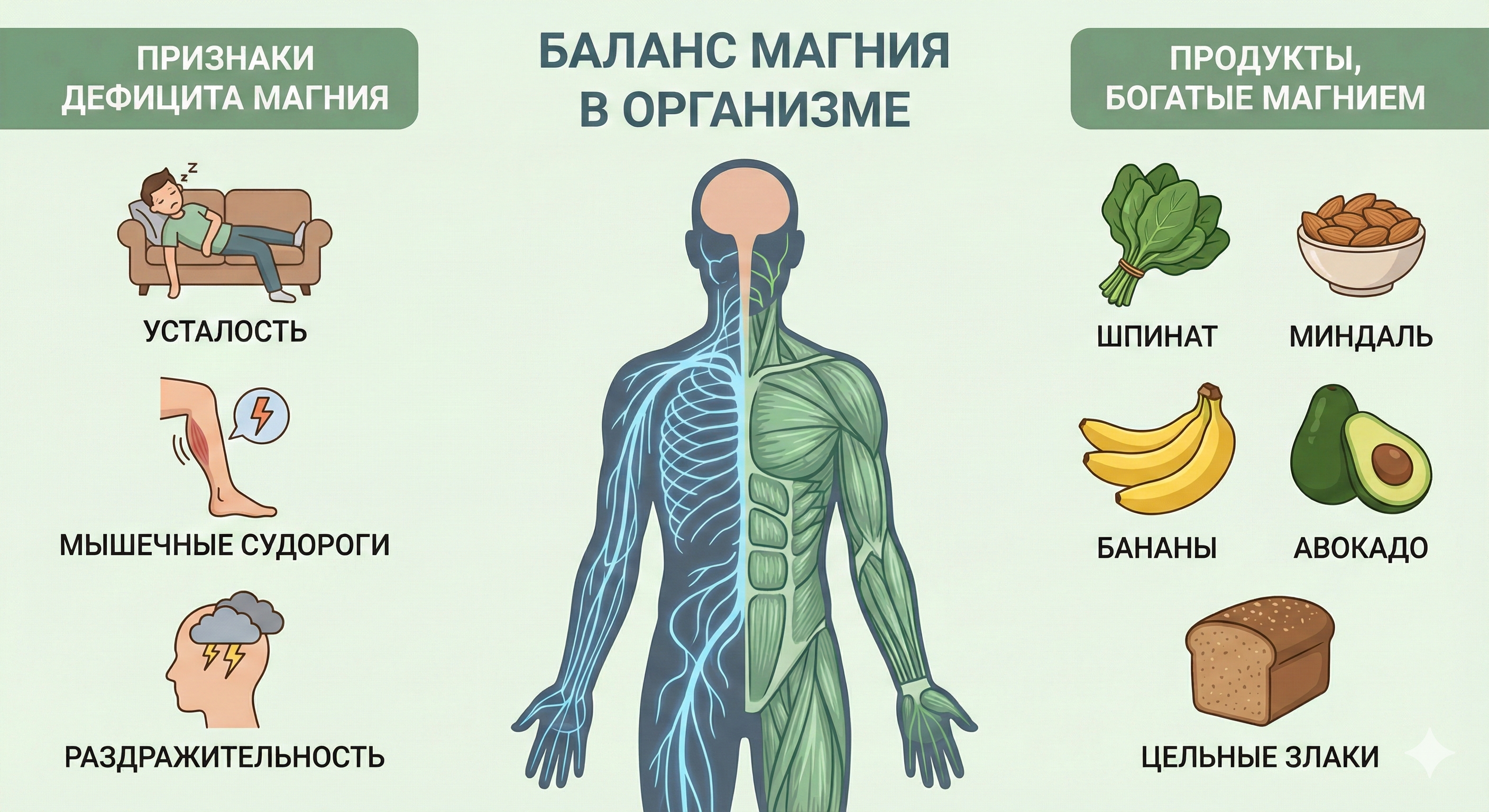 Как понять, что у вас дефицит магния: симптомы, продукты и случаи, когда нужны добавки