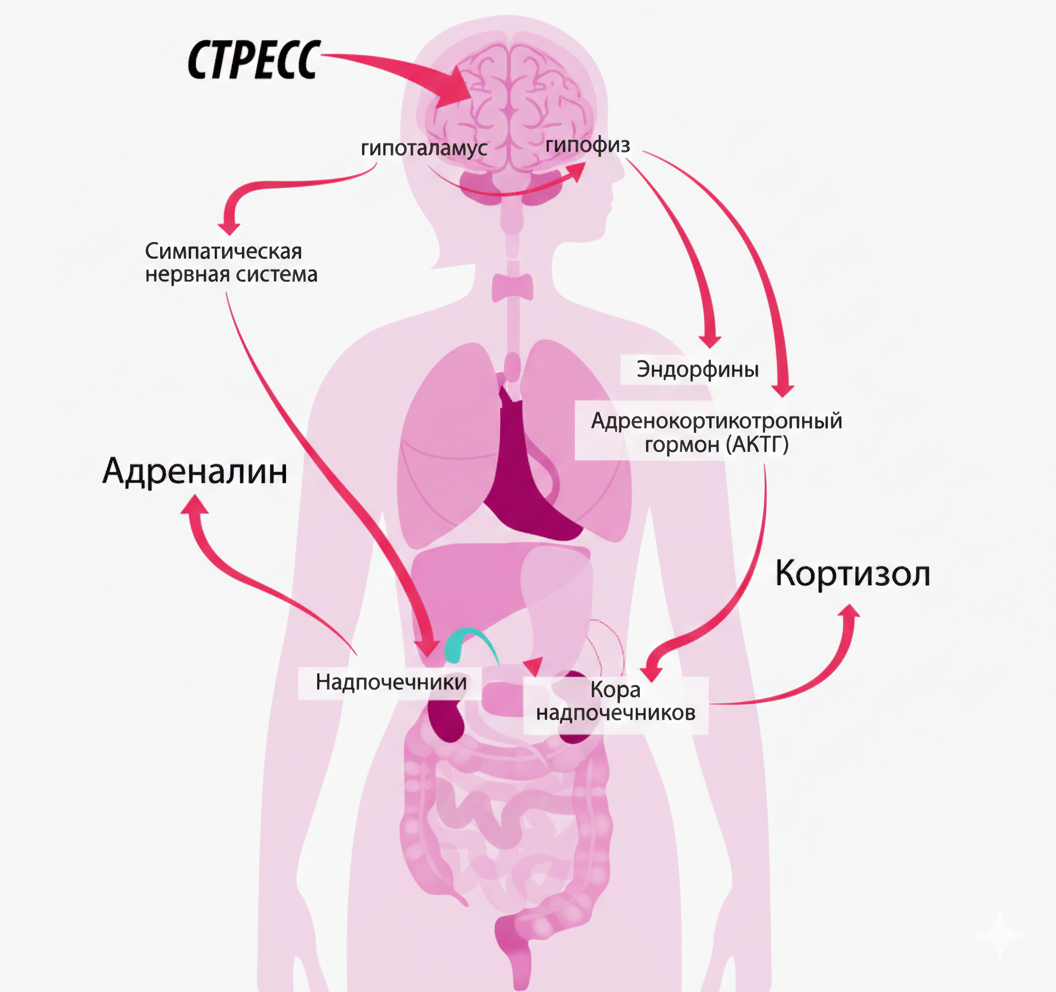 Гормоны стресса: кортизол и адреналин. Как хронический стресс разрушает здоровье